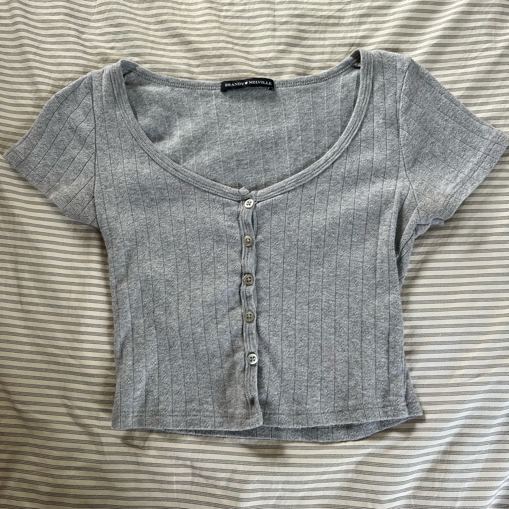 Brandy Melville short sleeve button down tee